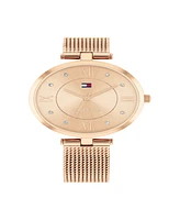 Tommy Hilfiger Women's Quartz Rose Gold-Tone Stainless Steel Mesh Watch 34mm