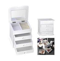 Yescom White Jewelry Box Organizer Storage Case Mirror Ring Necklace Bracelet Earring