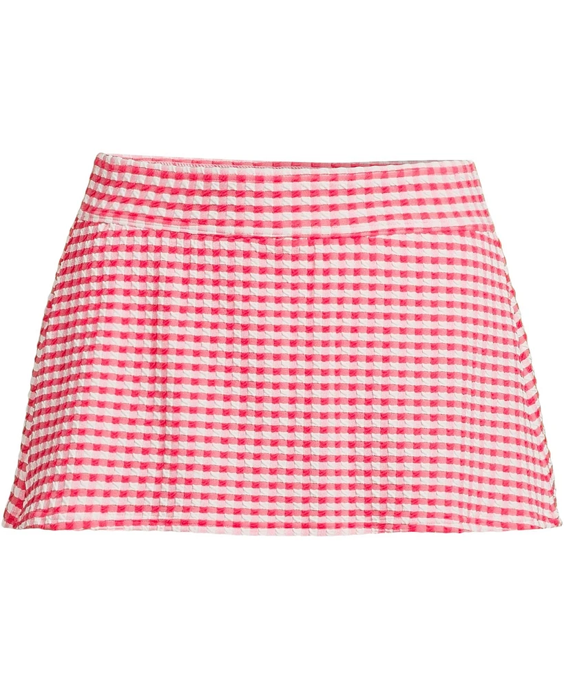 Lands' End Women's Gingham Mini Swim Skirt Bottoms