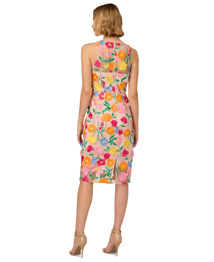 Adrianna Papell Women's Floral-Embroidered Column Dress