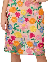 Adrianna Papell Women's Floral-Embroidered Column Dress