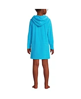 Lands' End Girls Long Sleeve Hooded Front Pocket Terry Cloth Swimsuit Cover-Up