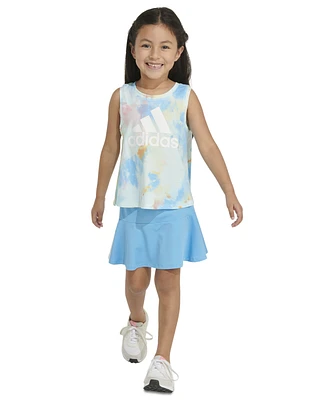 adidas Toddler & Little Girls Printed Logo Tank Top 3-Stripe Skort, 2 Piece Set