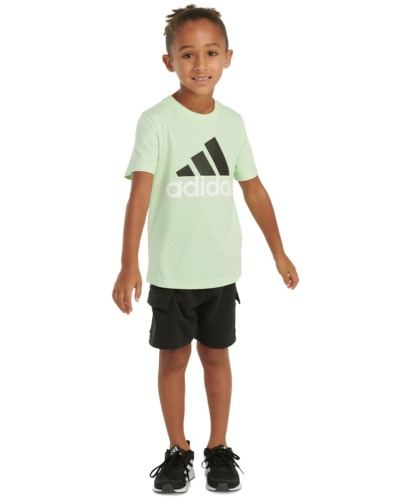 adidas Toddler & Little Boys 2-Pc. Logo Graphic T-Shirt French Terry Cargo Shorts Set