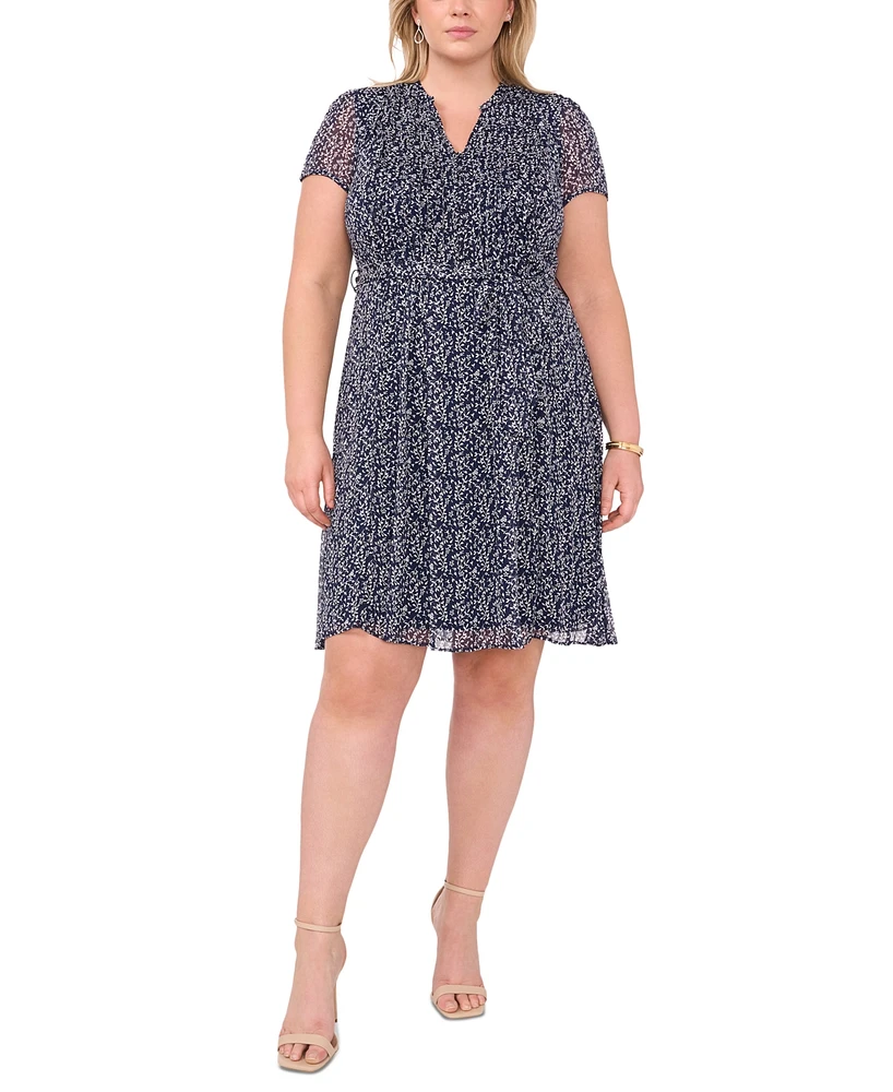 Msk Plus Size Printed Pintucked Dress