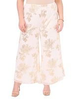 Msk Plus Printed Chiffon Pull-On Palazzo Pants