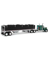 1/64 Green Peterbilt 36in Sleeper w/ Wilson Pacesetter Hopper Bottom Grain Trailer