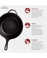 Cuisinel Cast Iron Skillet + Lid - 2-In-1 Multi Cooker - Deep Pot + Frying Pan - 3-Qt Dutch Oven