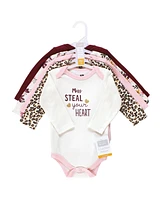 Hudson Baby Girls Cotton Long-Sleeve Bodysuits, Steal Your Heart