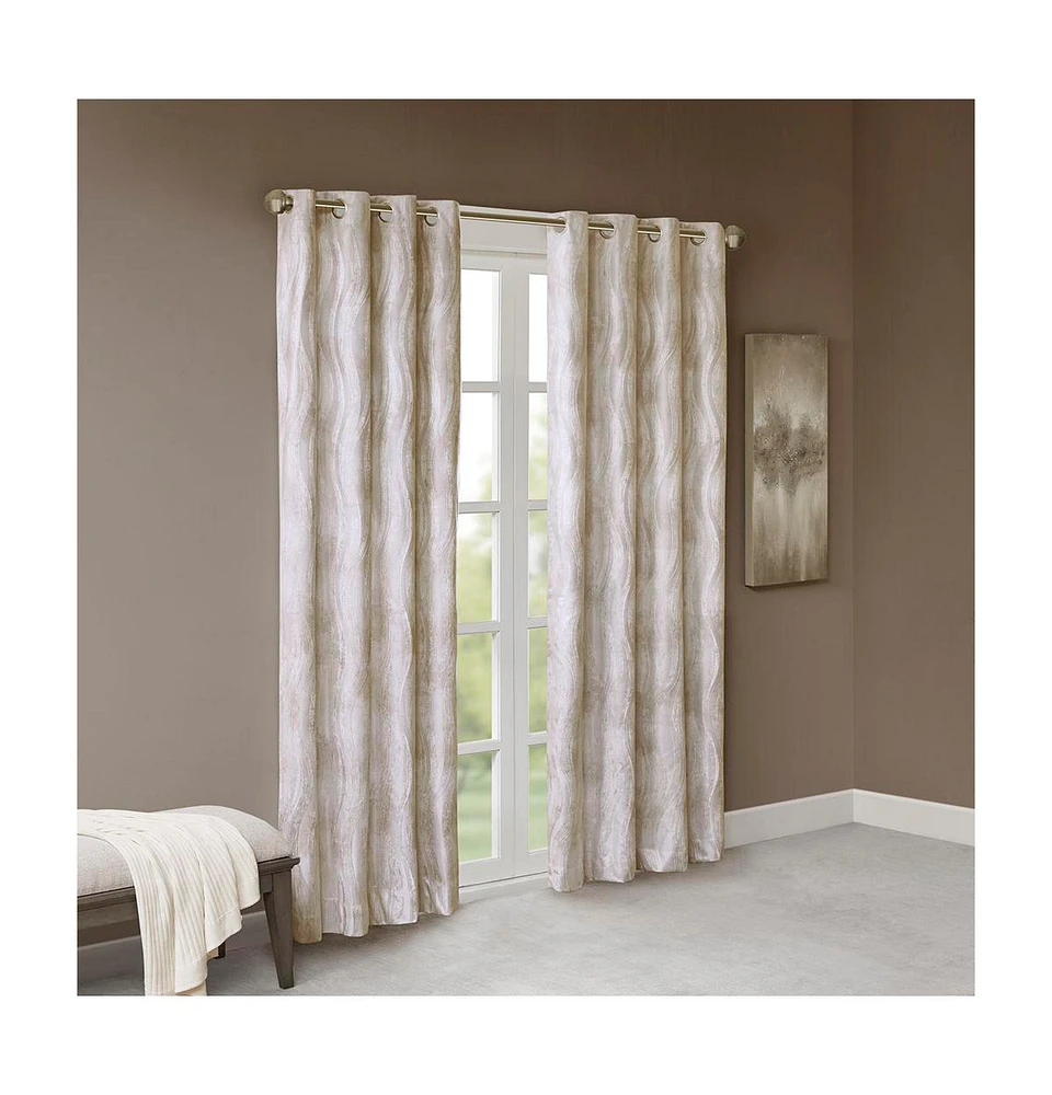 SunSmart Victorio Jacquard Grommet Top Total Blackout Curtain Panel, 50"W x 108"L