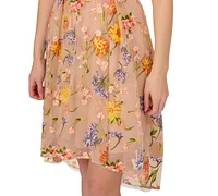 Adrianna Papell Women's Floral-Embroidery Midi Dress