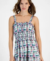 Nautica Jeans Women's Plaid-Print Ruffle-Trim Maxi Dress