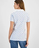 Tommy Hilfiger Women's Dot Print Short Sleeve Polo Shirt