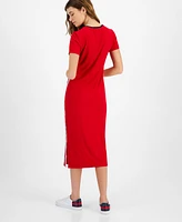 Tommy Hilfiger Women's Contrast-Stripe Ribbed Knit Midi Dress