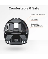 Ahr Run-F3 Full Face Motorcycle Helmet Dot Approved Removable Liner Street Bike M