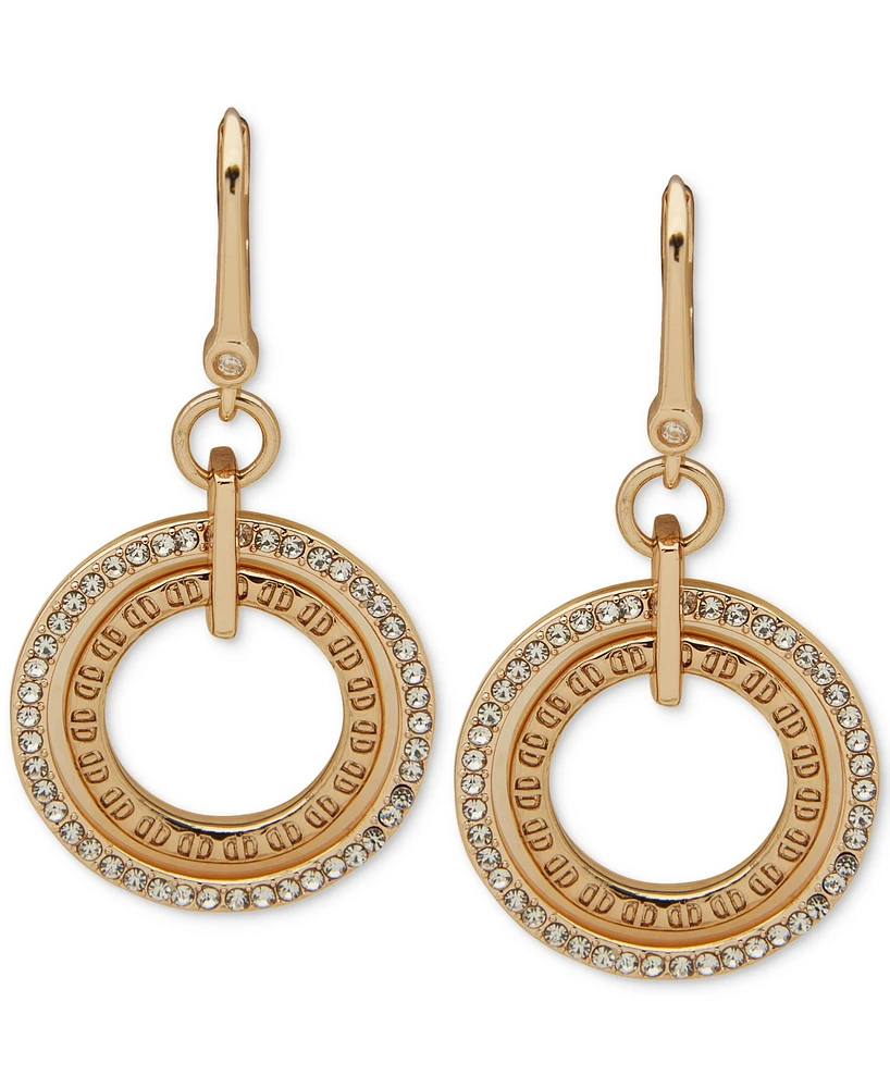 Dkny Gold-Tone Pave Logo Orbital Drop Earrings