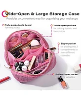 Byootique Plush Makeup Bag Open Flat Travel Toiletry Accessories Case Organizer