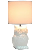 Simple Designs 12.8" Tall Contemporary Ceramic Owl Bedside Table Desk Lamp with Matching Fabric Shade