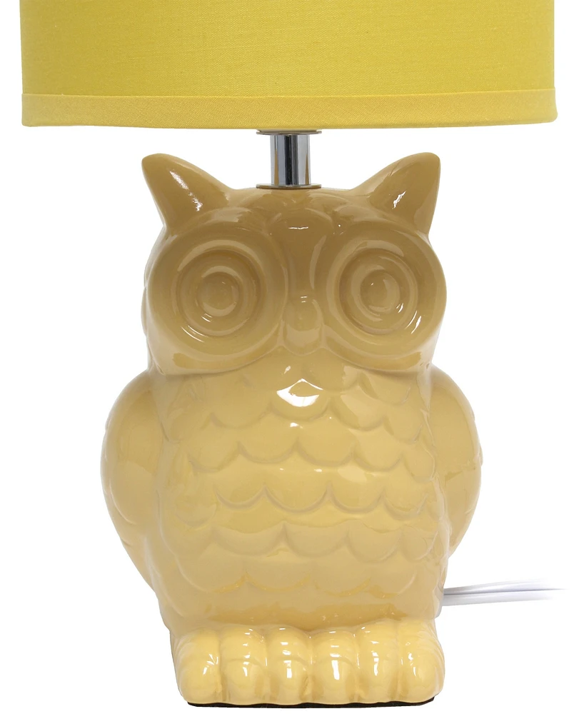 Simple Designs 12.8" Tall Contemporary Ceramic Owl Bedside Table Desk Lamp with Matching Fabric Shade