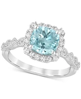 Aquamarine (1-1/4 ct. t.w.) & Diamond (1/2 Bridal Set 14k White Gold