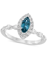 London Blue Topaz (5/8 ct. t.w.) & Diamond (7/8 Bridal Set 14k White Gold