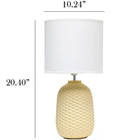 Simple Designs 20.4" Tall Traditional Ceramic Purled Texture Bedside Table Desk Lamp with White Fabric Drum Shade