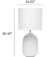 Simple Designs 20.4" Tall Traditional Ceramic Purled Texture Bedside Table Desk Lamp with White Fabric Drum Shade
