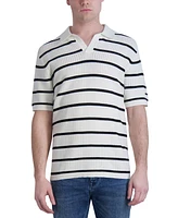 Karl Lagerfeld Paris Men's Slim-Fit Crocheted Stripe Polo Shirt