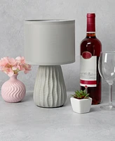 Simple Designs 11.02" Traditional Mini Modern Ceramic Texture Pastel Accent Bedside Table Desk Lamp with Matching Fabric Shade