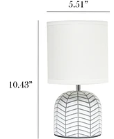 Simple Designs 10.43" Petite Contemporary Webbed Waves Base Bedside Table Desk Lamp with White Fabric Drum Shade