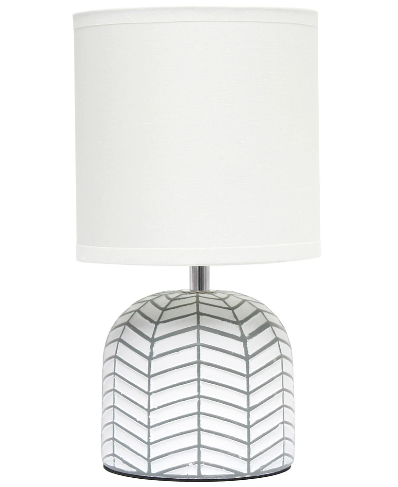 Simple Designs 10.43" Petite Contemporary Webbed Waves Base Bedside Table Desk Lamp with White Fabric Drum Shade