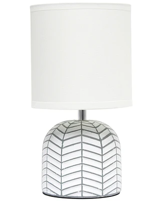 Simple Designs 10.43" Petite Contemporary Webbed Waves Base Bedside Table Desk Lamp with White Fabric Drum Shade