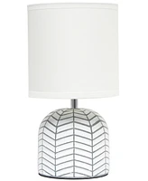 Simple Designs 10.43" Petite Contemporary Webbed Waves Base Bedside Table Desk Lamp with White Fabric Drum Shade