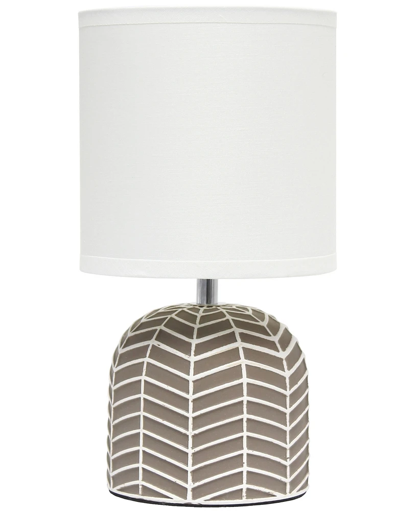 Simple Designs 10.43" Petite Contemporary Webbed Waves Base Bedside Table Desk Lamp with White Fabric Drum Shade