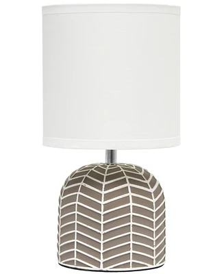 Simple Designs 10.43" Petite Contemporary Webbed Waves Base Bedside Table Desk Lamp with White Fabric Drum Shade