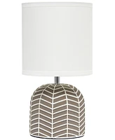 Simple Designs 10.43" Petite Contemporary Webbed Waves Base Bedside Table Desk Lamp with White Fabric Drum Shade