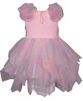 Bonnie Baby Girls Rib Knit To Rainbow Mesh Hanky Hem Dress