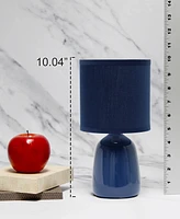 Simple Designs 10.04" Tall Traditional Ceramic Thimble Base Bedside Table Desk Lamp with Matching Fabric Shade