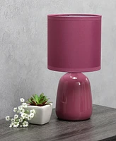 Simple Designs 10.04" Tall Traditional Ceramic Thimble Base Bedside Table Desk Lamp with Matching Fabric Shade
