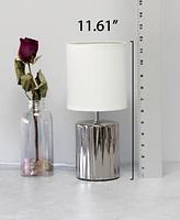 Simple Designs 11.61" Tall Contemporary Ruffled Metallic Gold Capsule Bedside Table Desk Lamp with Black Drum Fabric Shade