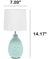 Creekwood Home Essentix 14.17" Traditional Ceramic Textured Thumbprint Tear Drop Shaped Table Desk Lamp