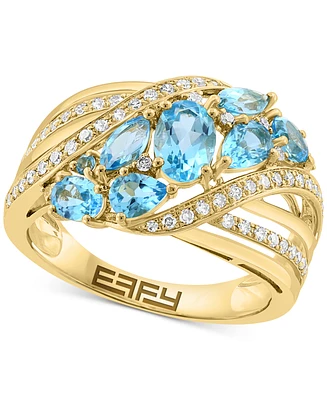 Effy Multi-Gemstone (1-3/4 ct.t.w.) & Diamond (1/4 ct. t.w.) Cluster Statement Ring 14k Gold