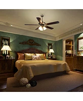 Yescom 51" 5 Blades Ceiling Fan w/ Light Kit Antique Bronze Reversible Remote Control