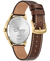 Citizen Eco-Drive Men's Disney Brown Leather Strap Watch 41mm