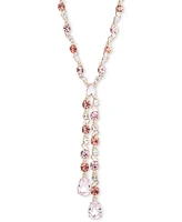 Givenchy Gold-Tone Rose Crystal Lariat Necklace, 20" + 3" extender