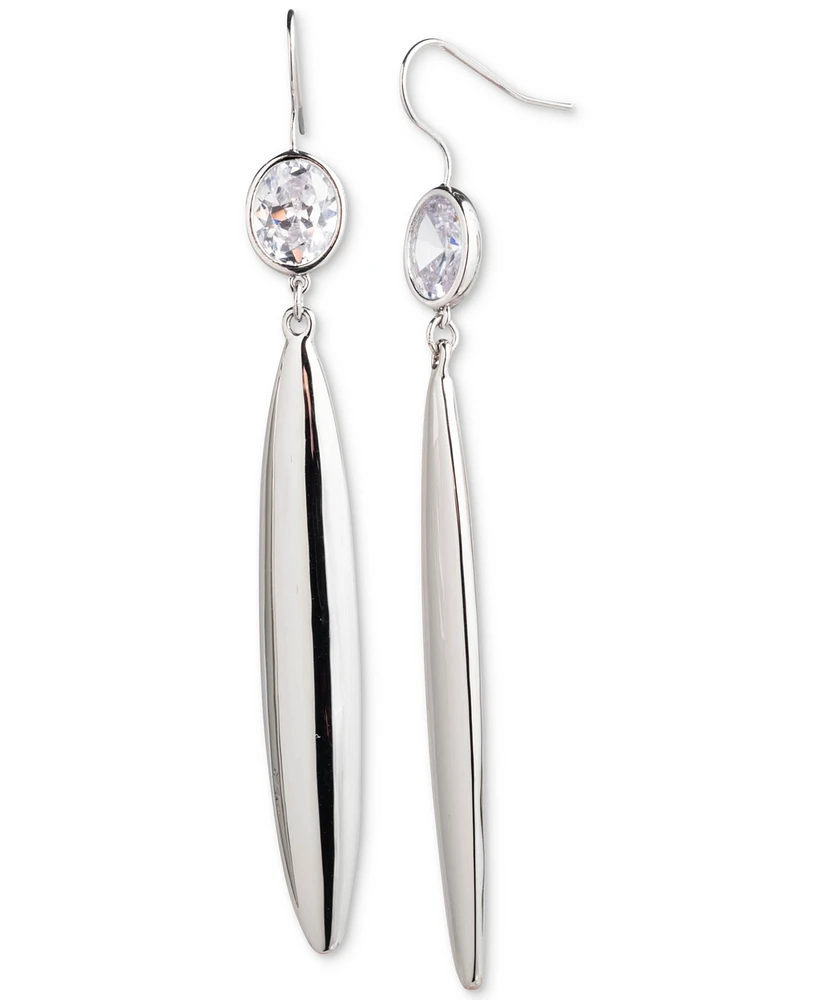 Lauren Ralph Lauren Silver-Tone Cubic Zirconia Linear Drop Earrings