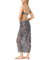 Michael Michael Kors Womens Animal Print Hardware Bandeau Bikini Top Cover Up Wrap Skirt