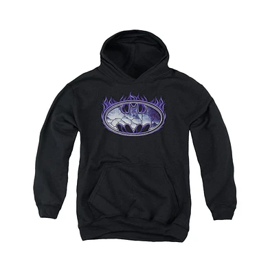 Batman Boys Youth Cracked Shield Pull Over Hoodie / Hooded Sweatshirt
