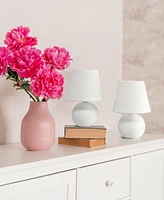 Creekwood Home Nauru 8.66" Traditional Petite Ceramic Orb Bedside Table Desk Lamp Two Pack Set, Tapered Drum Fabric Shade