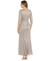 R & M Richards Women's Glitter Lace Gown Jacket